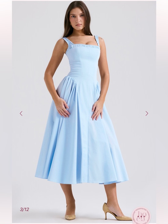 house of cb dorothy dress blue 'Dorothy' Italian Azure Cotton Midi Sundress house of cb blue floral dress